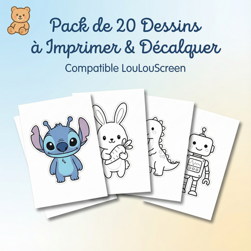 Pack de 20 Dessins à Imprimer & Décalquer pour LouLouScreen (PDF)