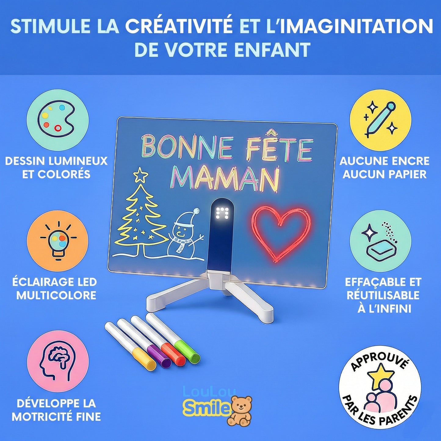 LouLouScreen™ - Planche à dessin lumineuse à LED pour enfants