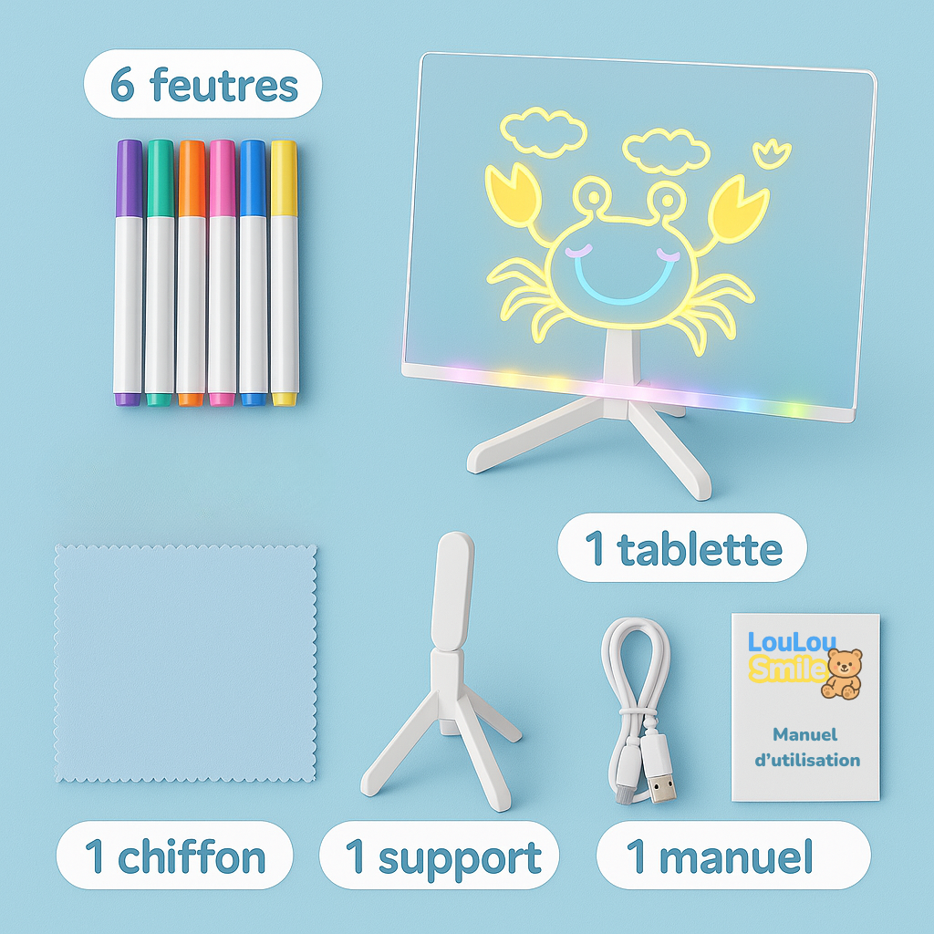 LouLouScreen™ - Planche à dessin lumineuse à LED pour enfants